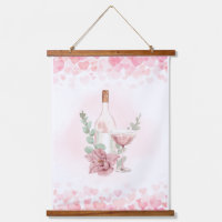 Pink Wine Bottle with Wine Glass