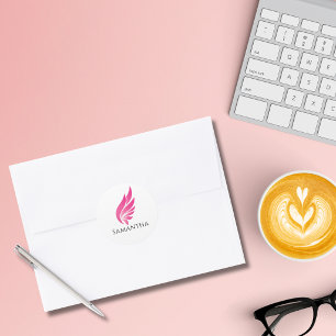 Pink Wing Cute Girly Aviation Women Simple Classic Round Sticker