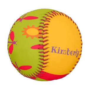 Pink winged dragonflies pattern baseball