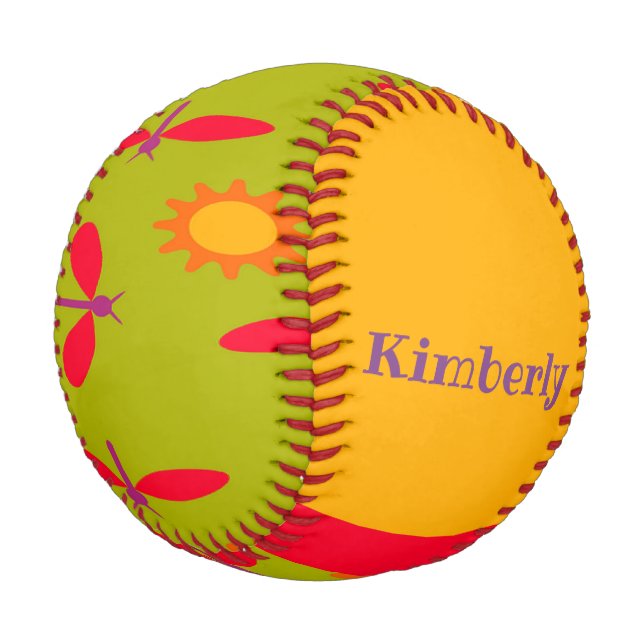 Pink winged dragonflies pattern baseball (Angled)