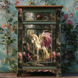 Pink Winged Unicorn Woodland Magical Decoupage Tissue Paper