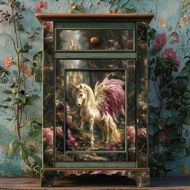 Pink Winged Unicorn Woodland Magical Decoupage Tissue Paper (Creator Uploaded)