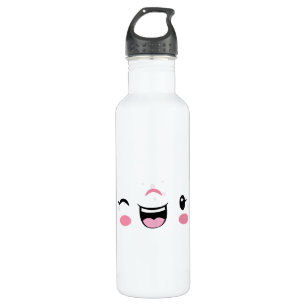Pink Winking Kawaii Face 710 Ml Water Bottle