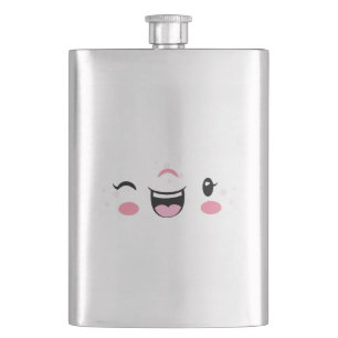 Pink Winking Kawaii Face Flask