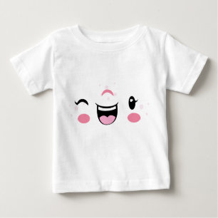 Pink Winking Kawaii Face Kids Clothing Baby T-Shirt