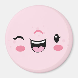 Pink Winking Kawaii Face Magnet