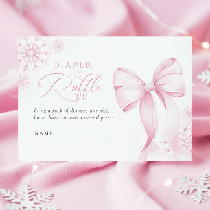 Pink Winter Baby Shower Diaper Raffle Enclosure Card