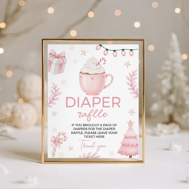 Pink Winter Baby Shower Diaper Raffle Sign (Creator Uploaded)