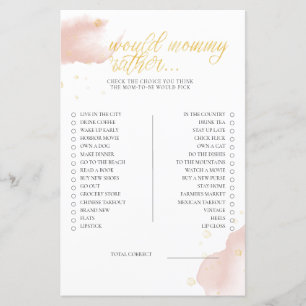 Pink Winter Baby Shower Game Would Mummy Rather