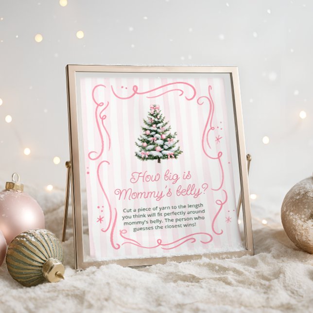 Pink Winter Baby Shower How Big is Mummy's Belly Poster (Creator Uploaded)