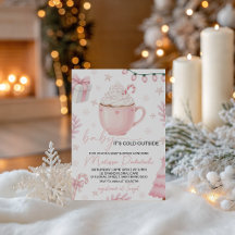 Pink Winter Baby Shower Invitation