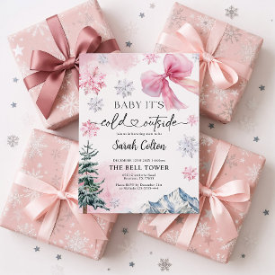 Pink Winter Baby Shower Invitation