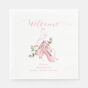Pink Winter Ballerina Tutu Baby Shower Welcome  Napkin
