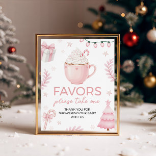 Pink Winter Cards and Gifts Baby Shower Sign