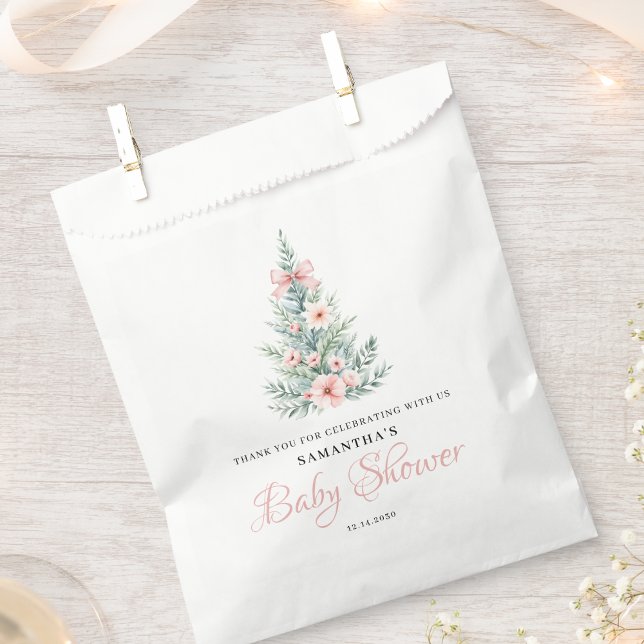 Pink Winter Christmas Girl Baby Shower Favour Bag (Creator Uploaded)