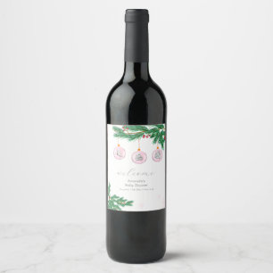 Pink Winter Clothes Ornaments Baby Shower Welcome Wine Label