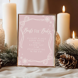 Pink Winter Coquette Books for Baby Sign  Invitation