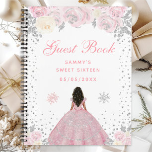 Pink Winter Dark Skin Princess Sweet Sixteen Notebook