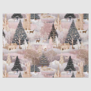 Pink Winter Deer Fantasy Castle Landscape (1) Tissue Paper