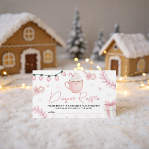Pink Winter Diaper Raffle Ticket Enclosure Card