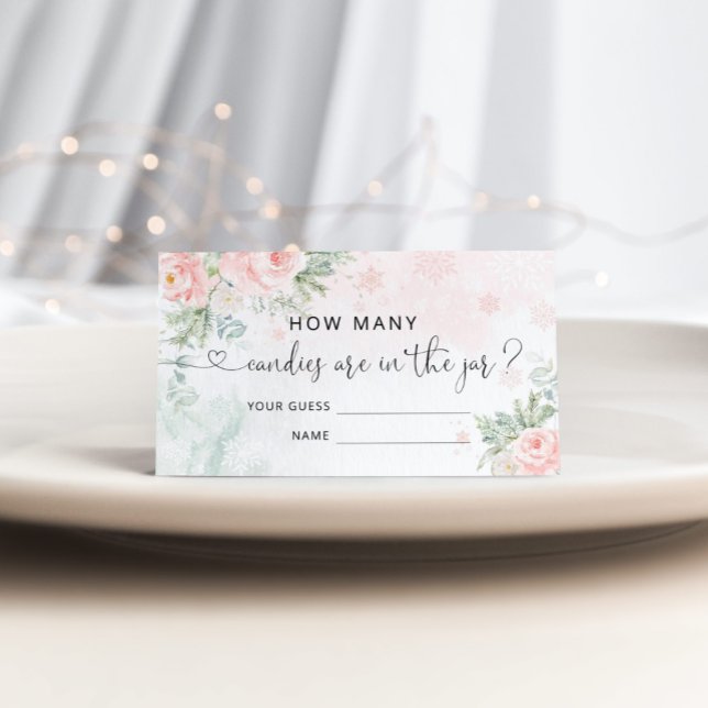 Pink winter guess how many candies card (Creator Uploaded)