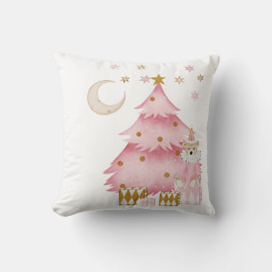 Pink winter holiday candy cotton bear cushion