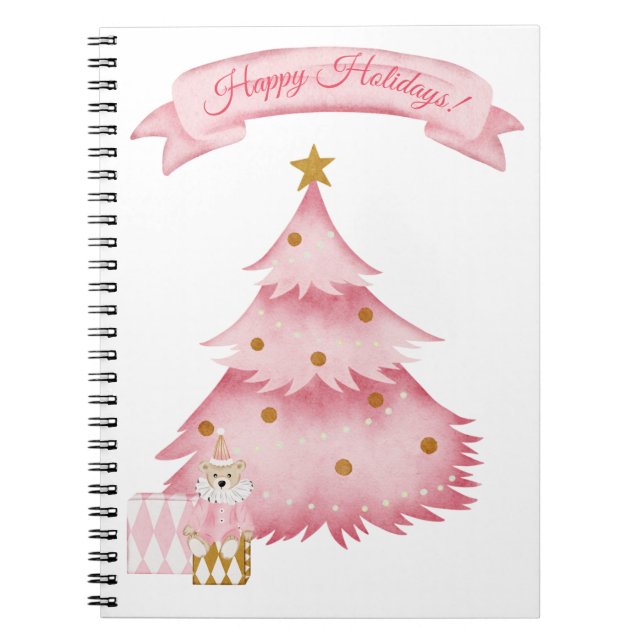 Pink winter holidays kids  holiday notebook (Front)