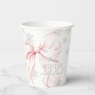 Pink Winter Onederland Silver 1st Birthday Paper Cups