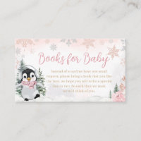 Pink Winter Penguin Baby Shower Books for Baby