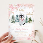 Pink Winter Penguin Baby Shower  Invitation<br><div class="desc">Welcome your little one with our heartwarming Baby It's Cold Outside Baby Shower Invitation Printable. Personalise to share the joy with your loved ones!

BS557</div>
