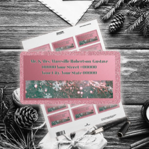 Pink Winter Setting Elegant Christmas  Label