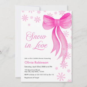 Pink Winter Snow in Love Snowflakes Bridal Shower  Invitation