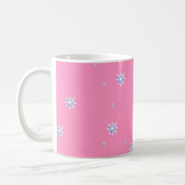 Pink Winter Snowflakes   Coffee Mug (Left)