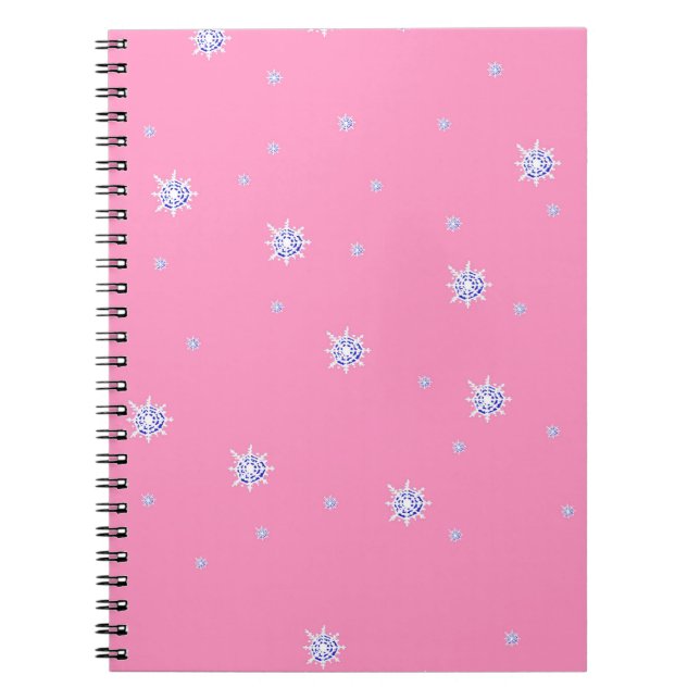 Pink Winter Snowflakes  Notebook (Front)