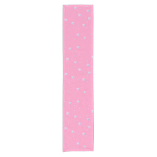 Pink Winter Snowflakes Short Table Runner