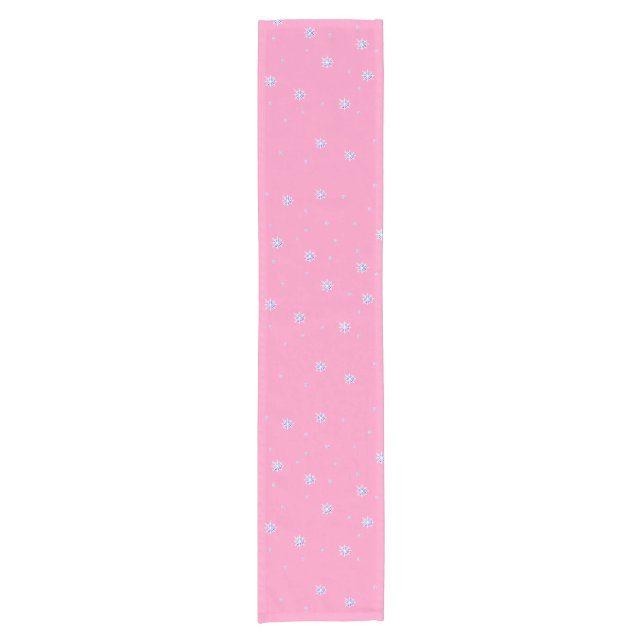 Pink Winter Snowflakes   Short Table Runner (Front)