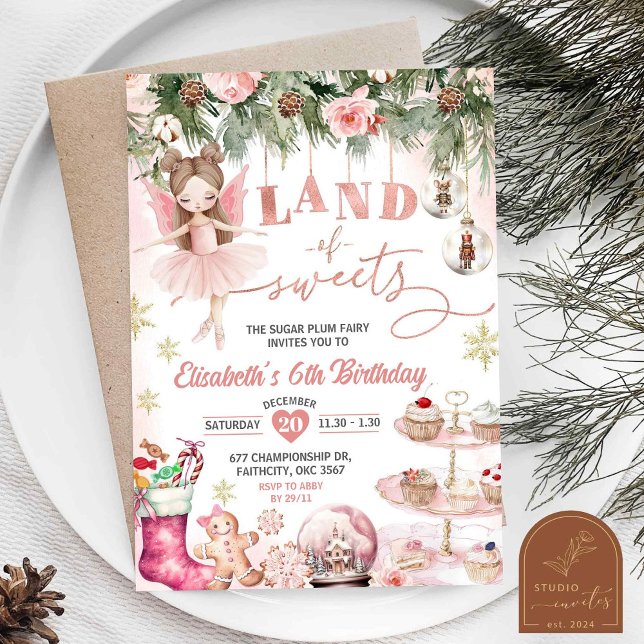 Pink Winter Sweets Tutu Ballerina Birthday Girl  Invitation (Creator Uploaded)