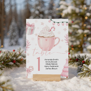 Pink Winter Table Number Card Pedestal Sign