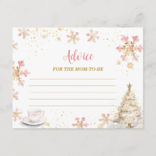 Pink Winter Tea Party Baby Shower Advice For Mom Enclosure Card
