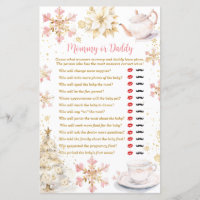 Pink Winter Tea Party Baby Shower Mummy or Daddy
