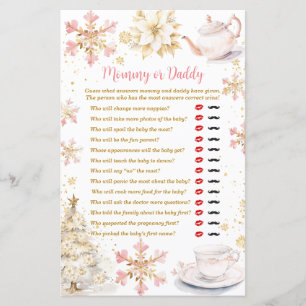 Pink Winter Tea Party Baby Shower Mummy or Daddy
