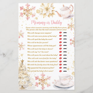 Pink Winter Tea Party Baby Shower Mummy or Daddy