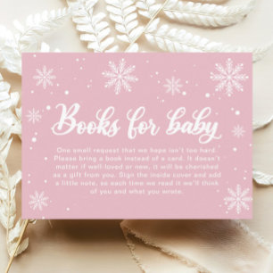 Pink Winter Wonderland Baby Shower Books for Baby Enclosure Card