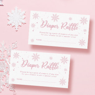 Pink Winter Wonderland Baby Shower Diaper Raffle Enclosure Card