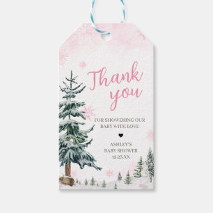 Pink Winter Wonderland Baby Shower Favour Tags