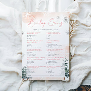 Pink Winter Wonderland Baby Shower Quiz Game