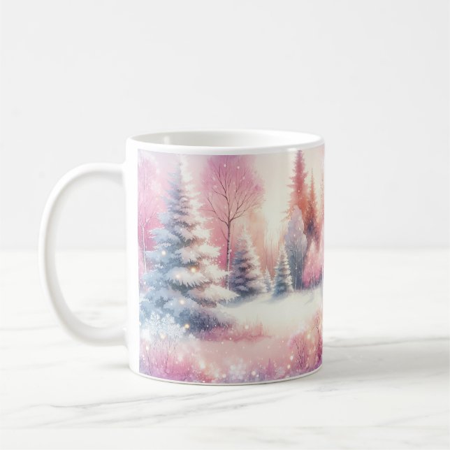 Pink Winter Wonderland Christmas  Coffee Mug (Left)