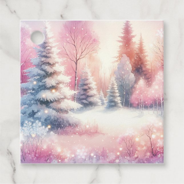 Pink Winter Wonderland Christmas  Favour Tags (Front)