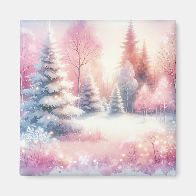 Pink Winter Wonderland Christmas  Magnet (Front)