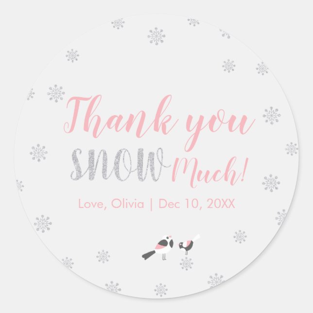 Pink Winter Wonderland, Girl Baby Shower/Sprinkle Classic Round Sticker (Front)